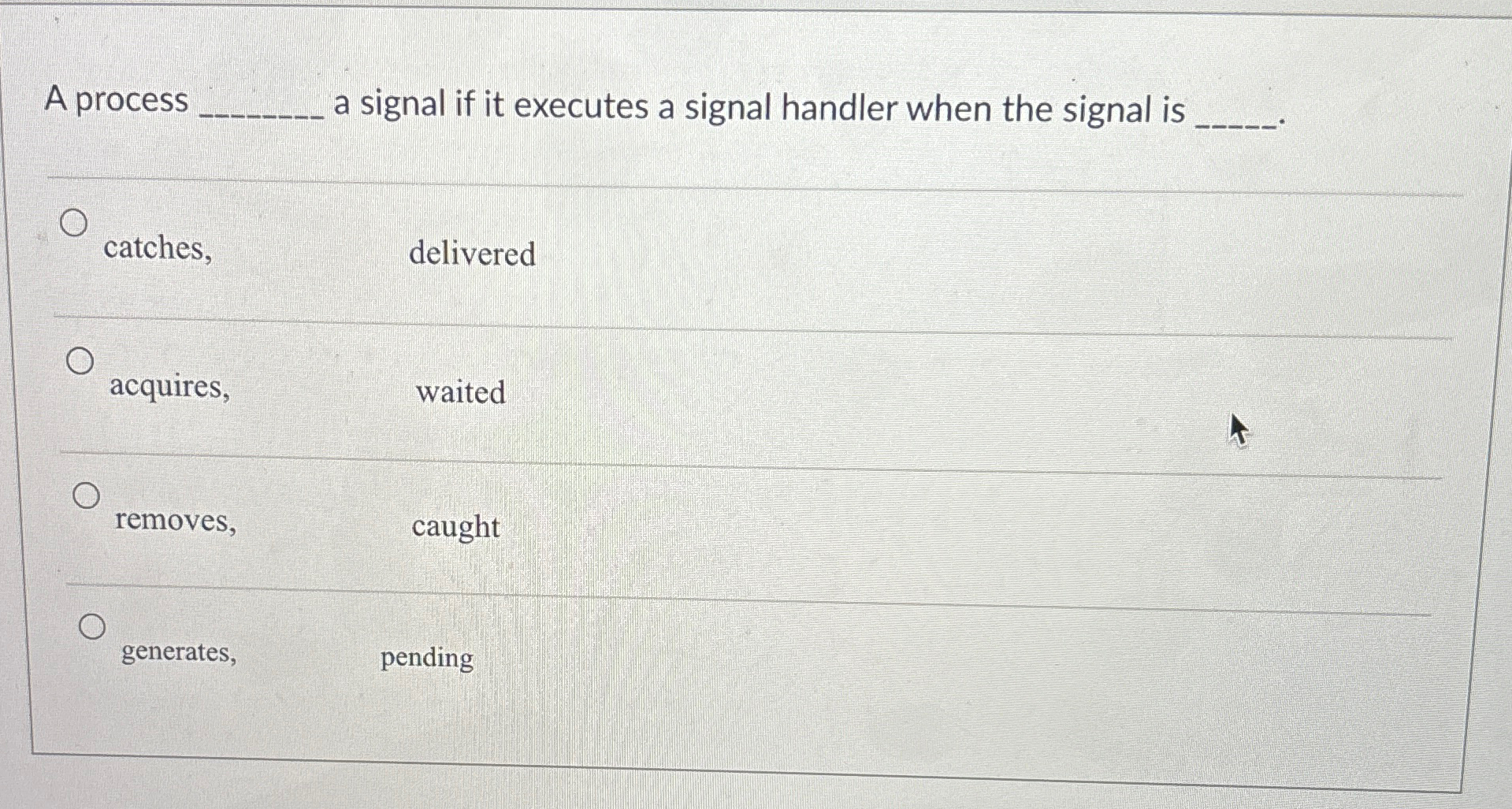  A process a signal if it executes a signal handler when