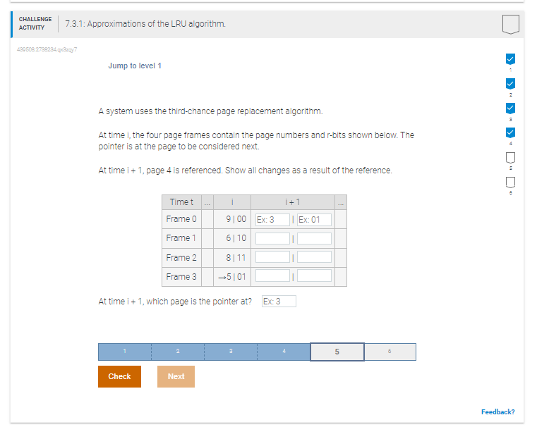  A system uses the third-chance page replacement algorithm. At time i,