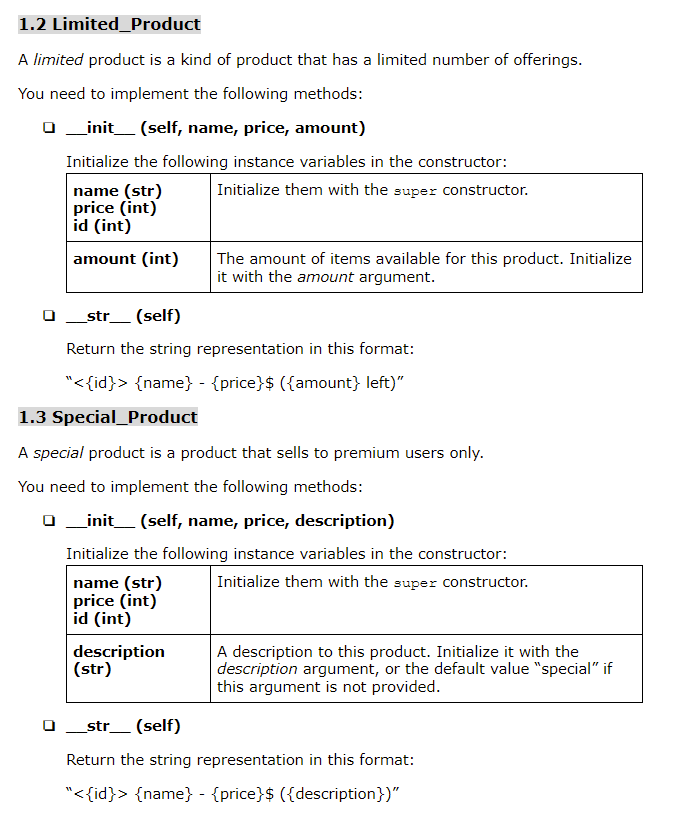 1 Here's what the code looks like in the editor: class Product: