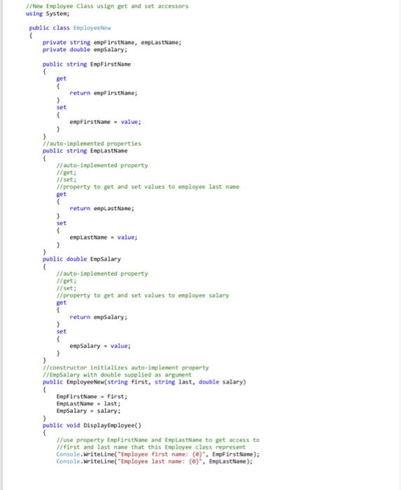 firstNamelastNane; Console.WriteLine("Employee's Nane\t\t\t: {e)",enpFul?Name); //Method for hourly employee private void EmployeeHourly (double