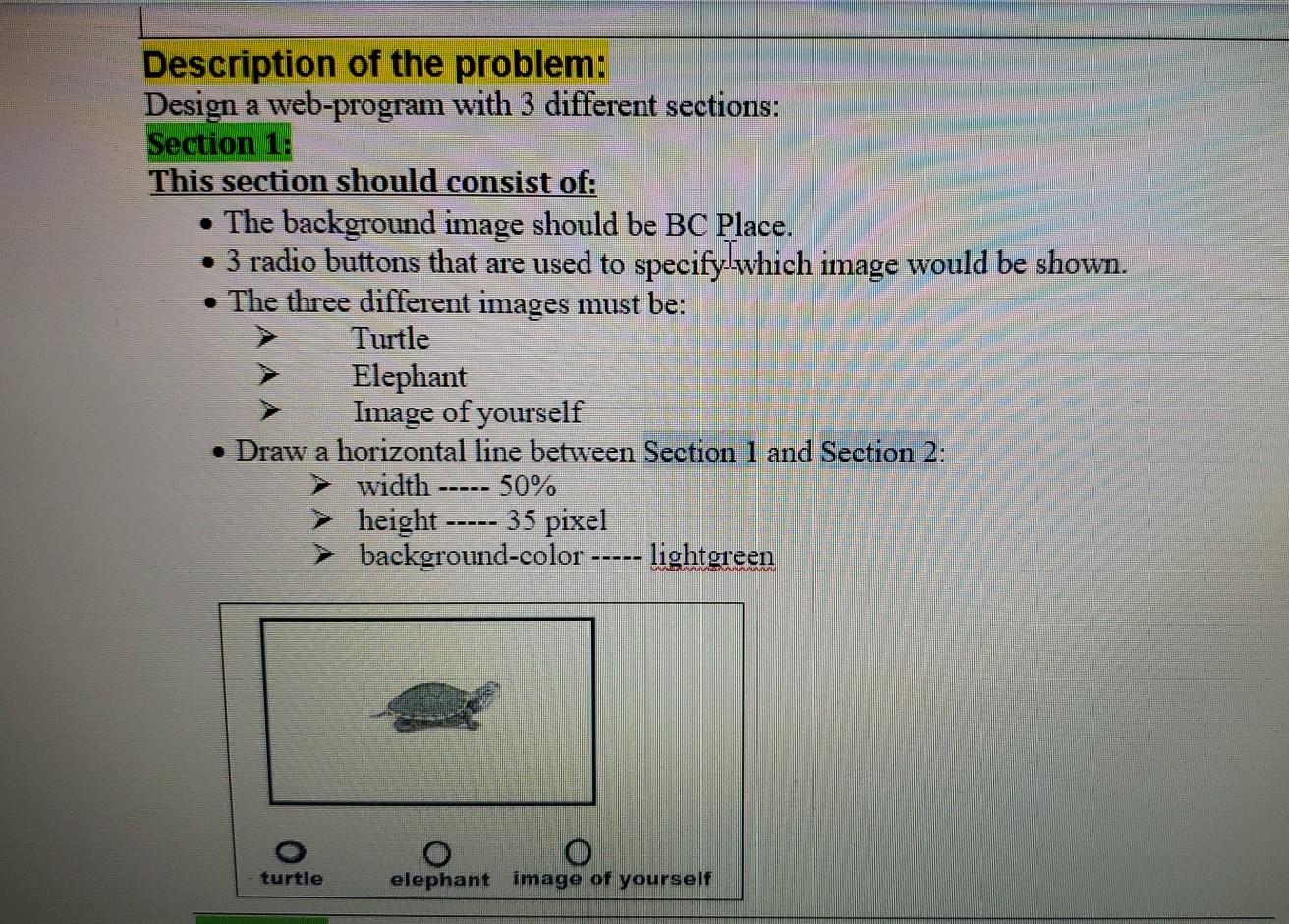 I need a programe code in Html and the screenshot of the
