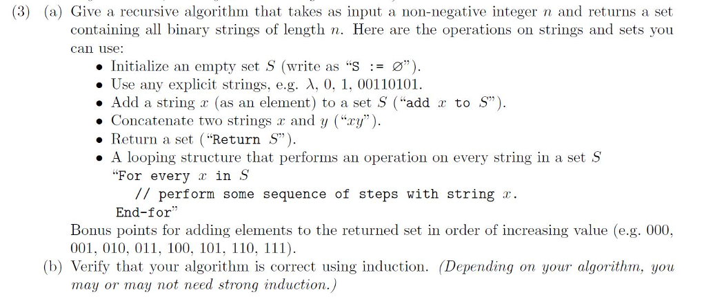  Give a recursive algorithm that takes as input a non-negative integer