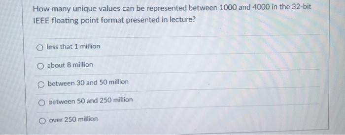  How many unique values can be represented between 1000 and 4000