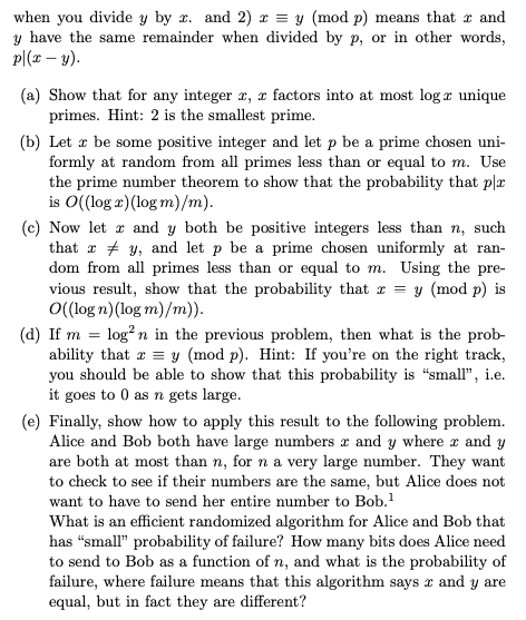 facts: (1) any integer can be uniquely factored into primes; (2) the