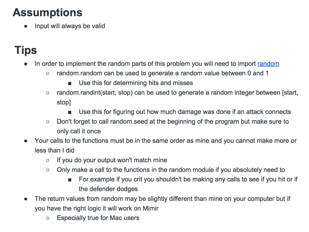 to 2 decimal points unless stated otherwise . Restrictions No global variables