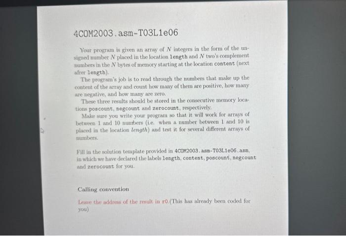  Your program is given an array of N integers in the