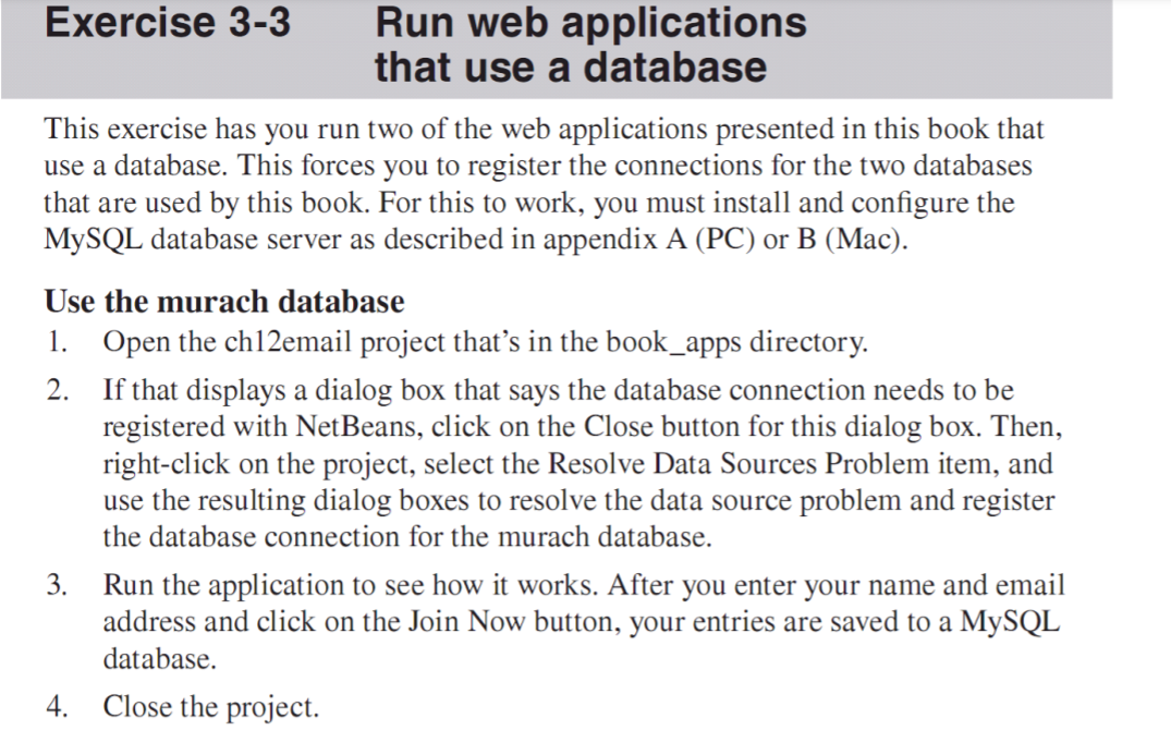 Exercise 3-3 Run web applications that use a database This exercise
