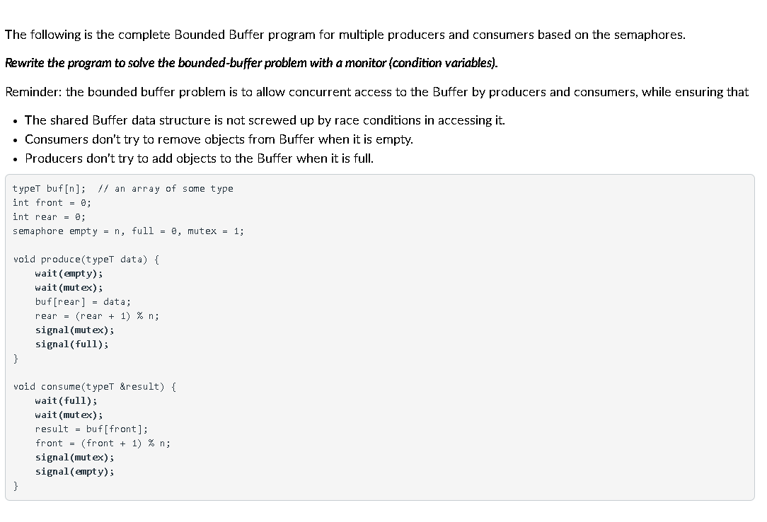  The following is the complete Bounded Buffer program for multiple producers