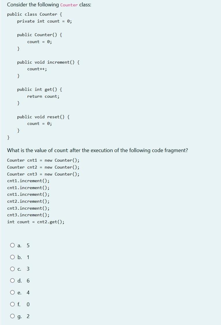 private int value; public Widget(int val) \{ value = val; public int