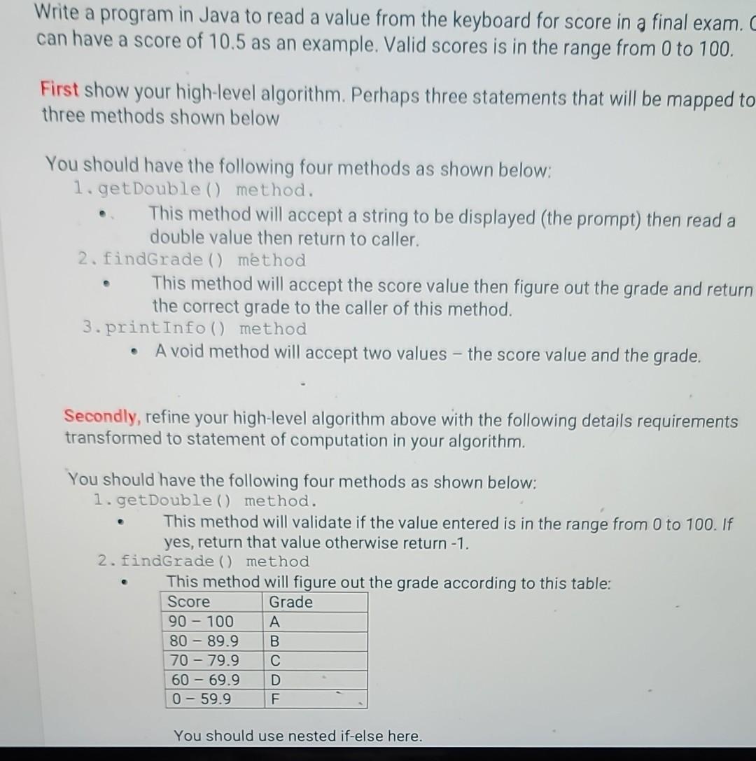 write a program in Java that follows all the instructions. Write a