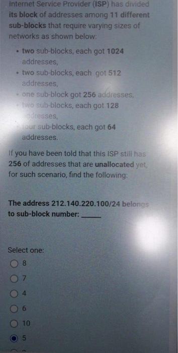 network please fast Internet Service Provider (ISP) has divided its block of