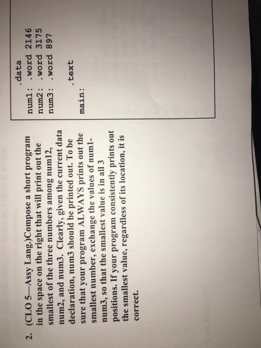  Please use only mips to write this program. . data 2.