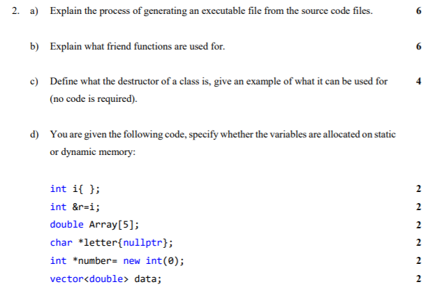  2. a) Explain the process of generating an executable file from