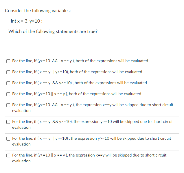 Hello, These are some basic multiple choice questions for my intro to