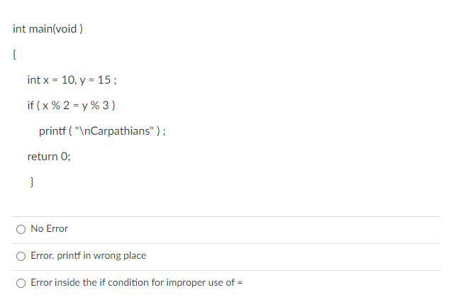 x = 3, y=10; Which of the following statements are true? For