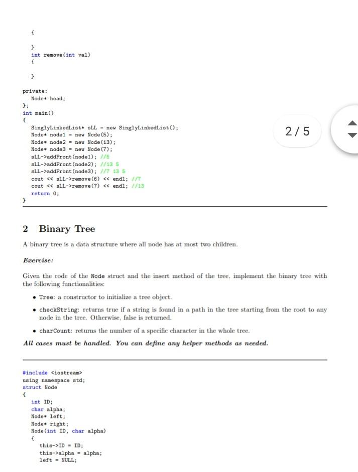 to the next one in the order. Exercise: Given the code of