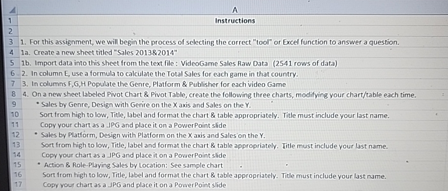  A 1 Instructions 2 31. For this assignment, we will begin