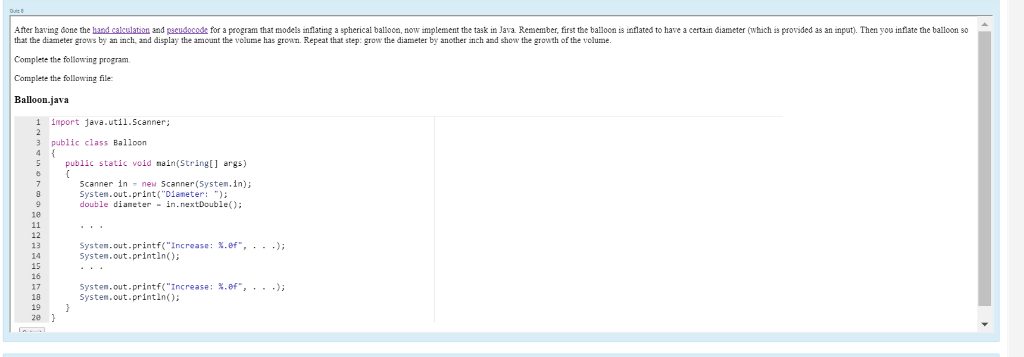 Java Code Help pls these are the expected outputs Expected output Diameter: