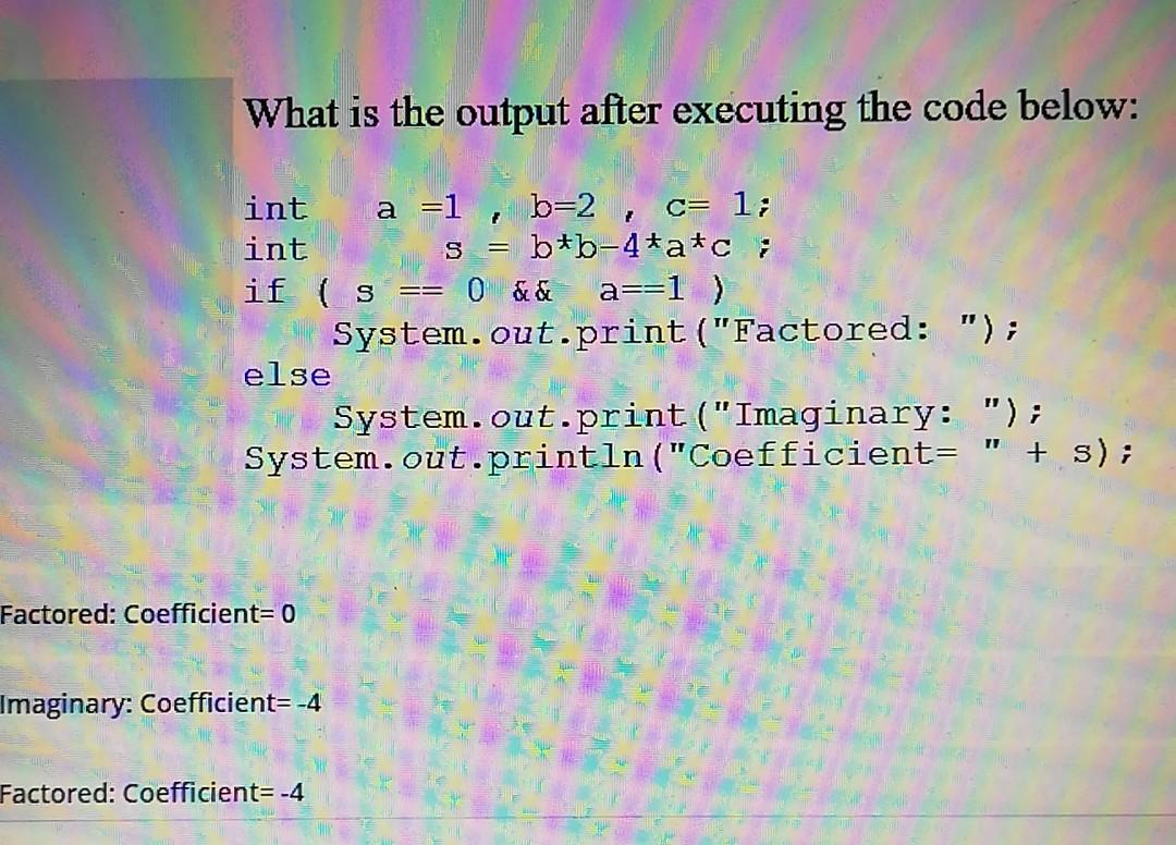 Answer plz What is the output after executing the code below: