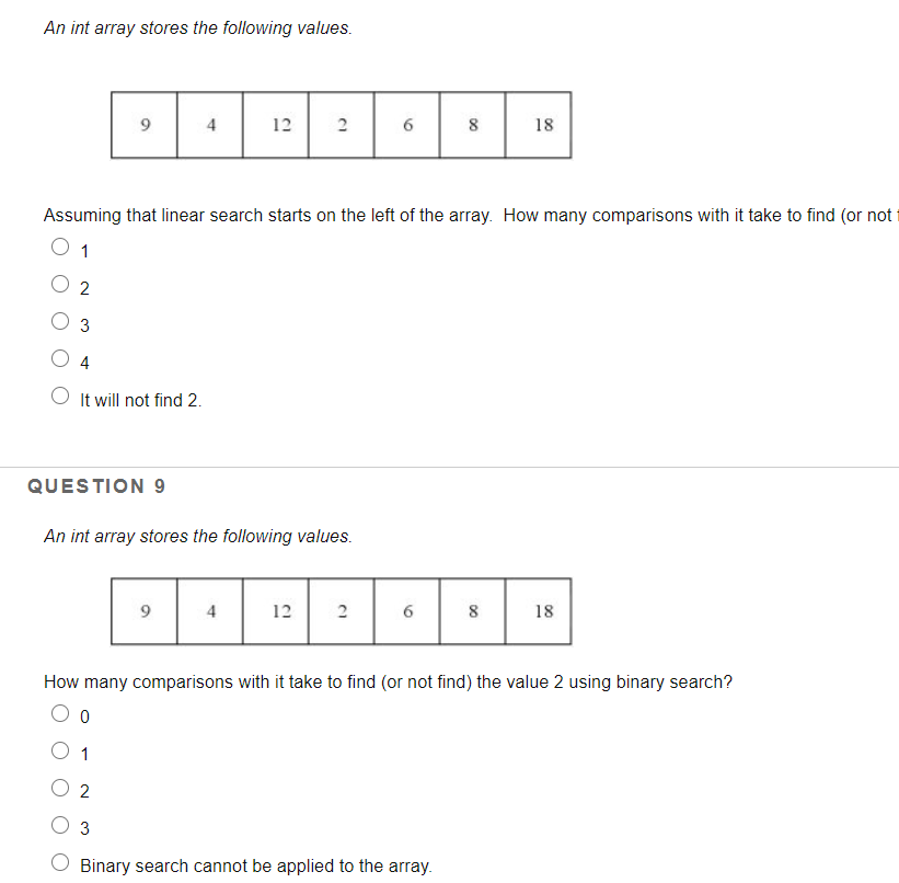  IN JAVA An int array stores the following values. 9 4
