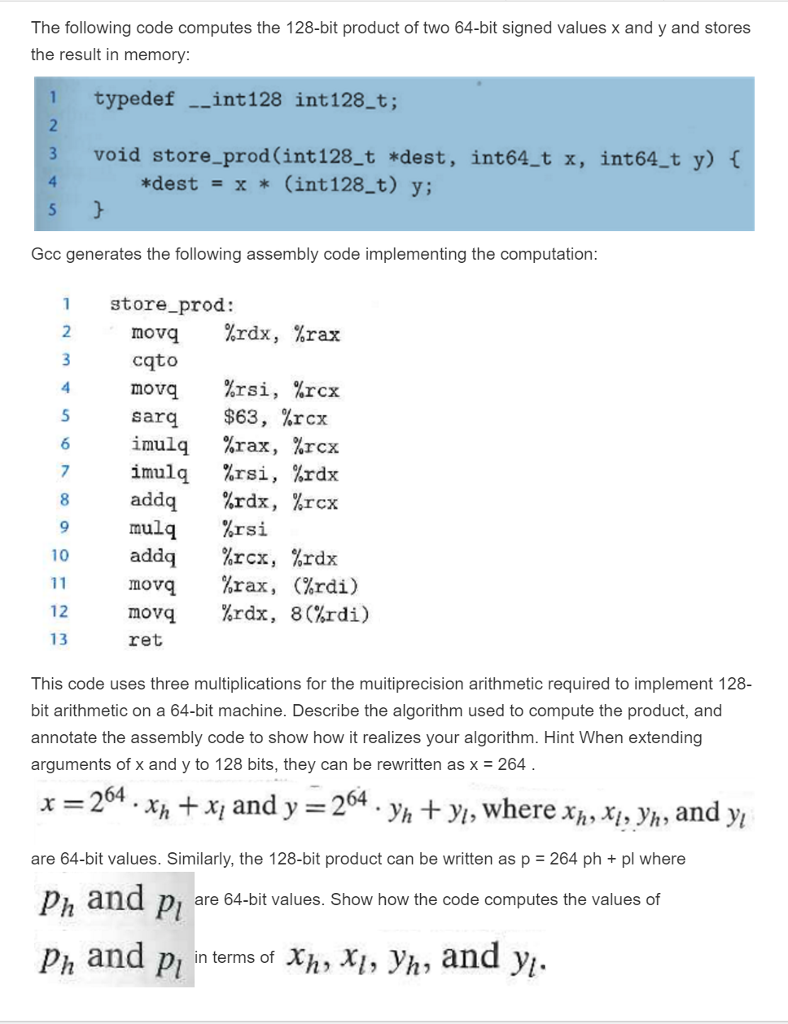 Computer Systems: A Programmer's Perspective, 3rd Edition, 3.59: https://www.chegg.com/homework-help/Computer-Systems-3rd-edition-chapter-3-problem-59HWP-solution-9780134092669 The following code