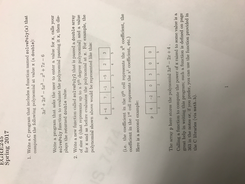  Write a C program that includes a function named solve Poly