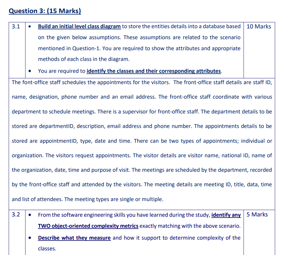  Question 3: (15 Marks) 3.1 . Build an initial level class