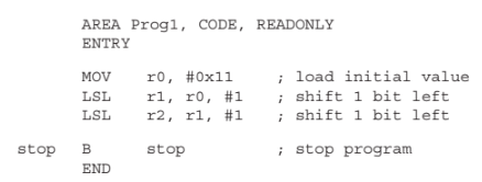  Question 1 : change program 1, replacing the last LSL instruction