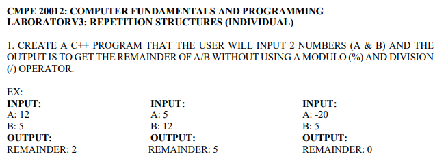 C++ using looping structures 1.) CREATE A C++ PROGRAM THAT THE USER