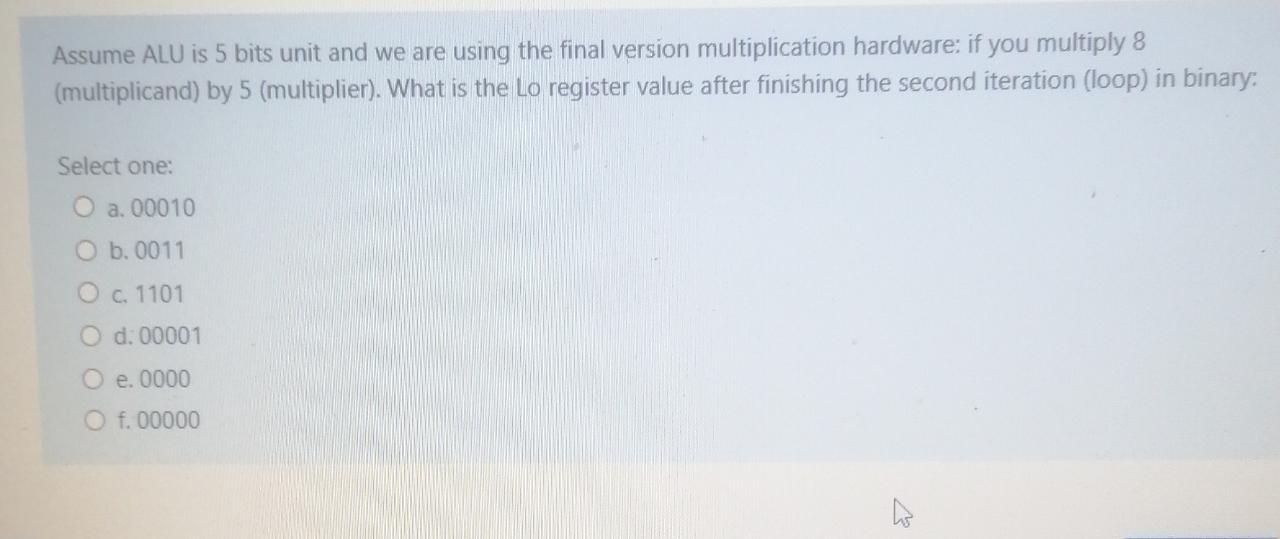 Assume ALU is 5 bits unit and we are using the