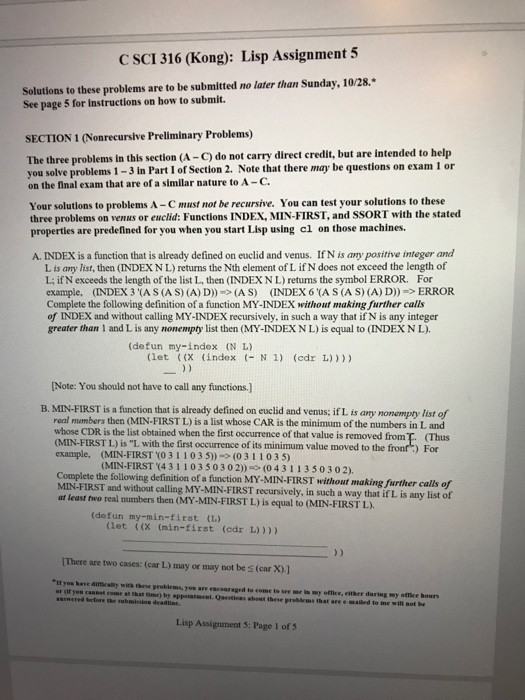  Common Lisp. Plz do all question in section2. Plz Question 1-16
