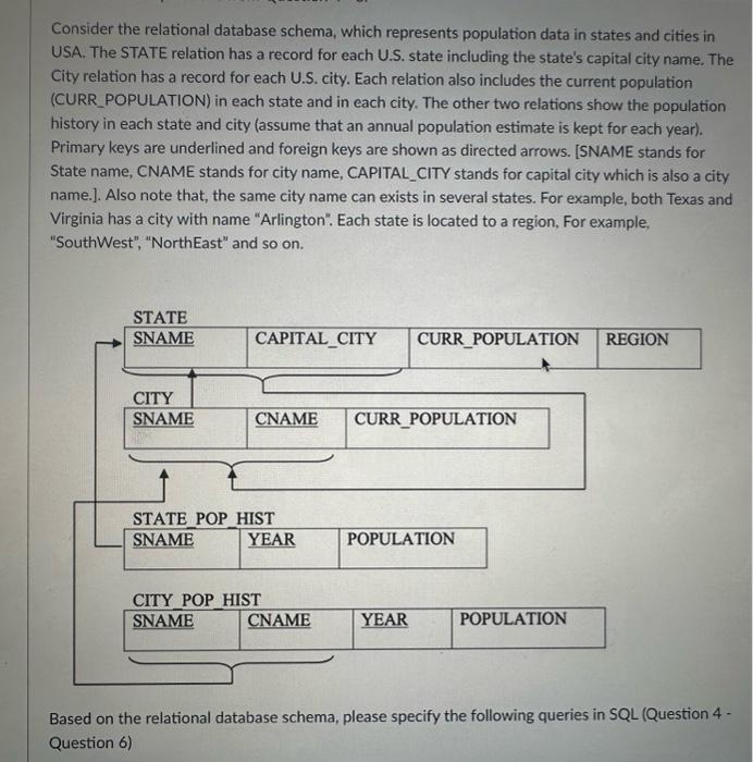  Consider the relational database schema, which represents population data in states