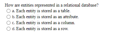 and relationships between the tables of data? O a. database selection b.