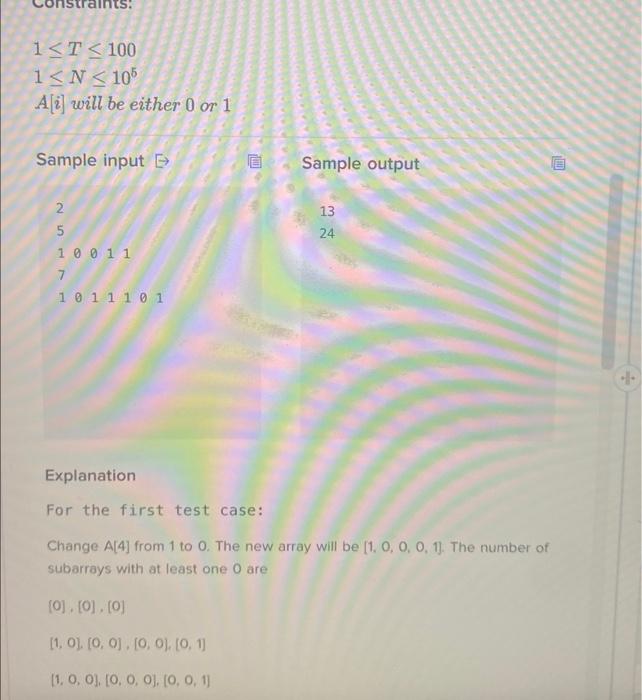 given a binary array A. A binary array contains only 0 and