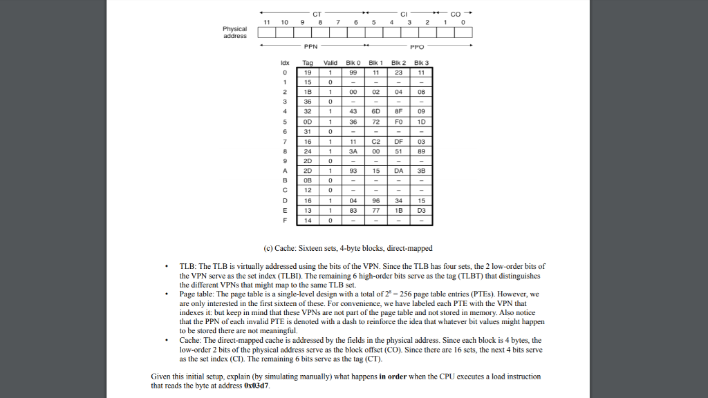 words (not 4-byte words) Virtual addresses are 14 bits wide (n =