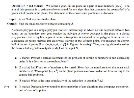 QUESTION 7 (12 Marks) We define a point in the plane