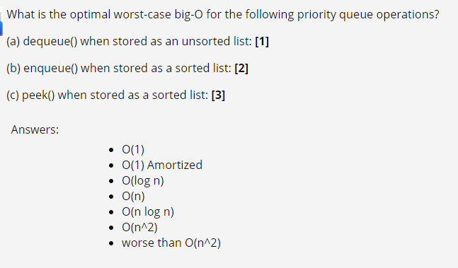In terms of Java Data structures What is the optimal worst-case big-o