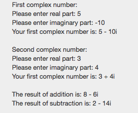 like this Create a class complex Each complex number should have a