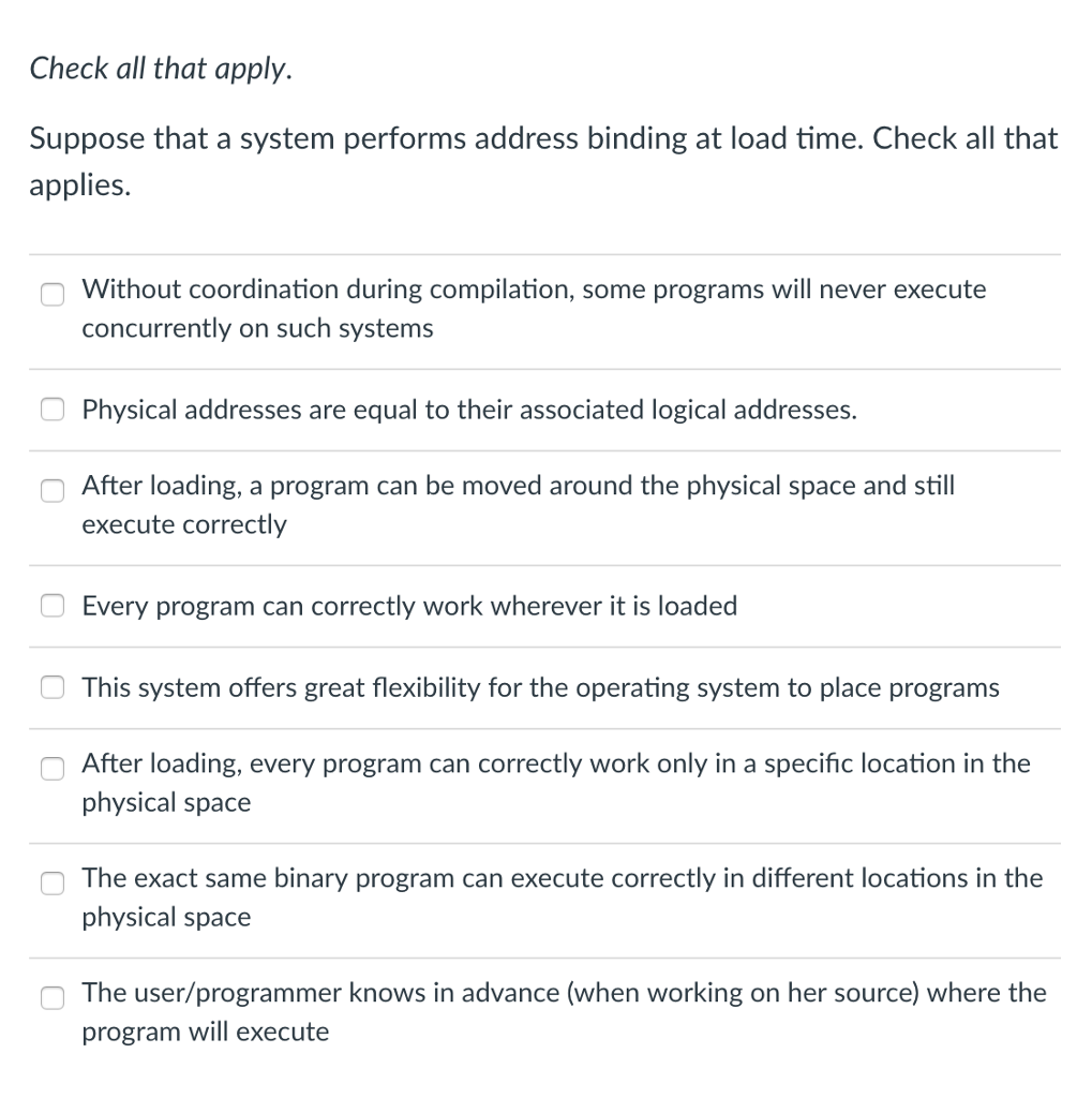 Please answer this question about "address binding at load time" Load Time,