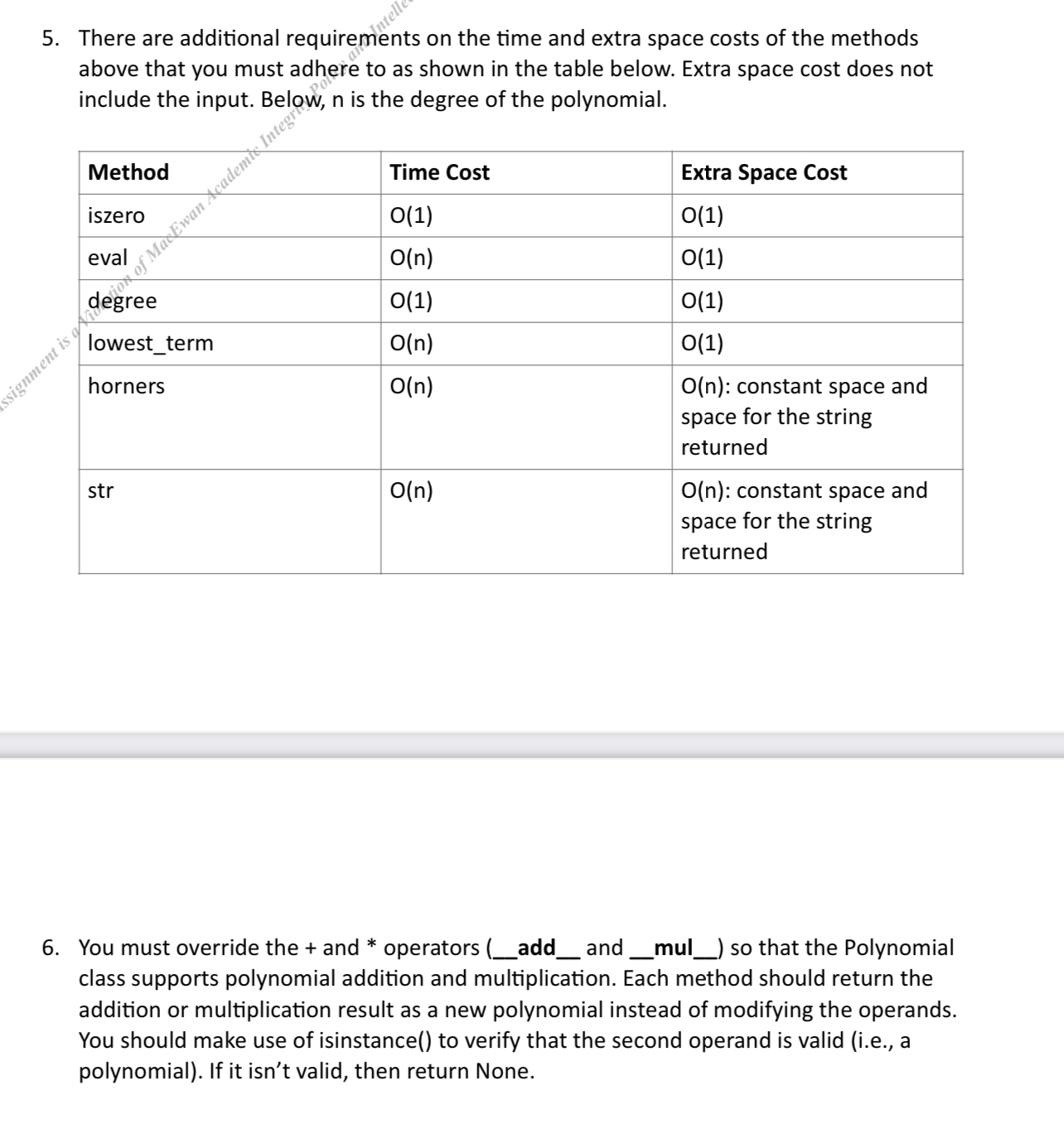  In PYTHON Please: Polynomials and Linked lists Polynomial class You are