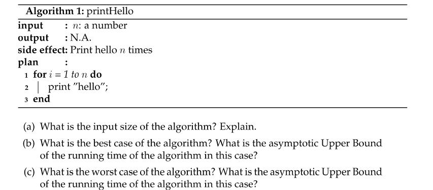 : N.A. side effect: Print hello n times plan : i for