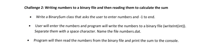  Java Challenge 2: Writing numbers to a binary file and then