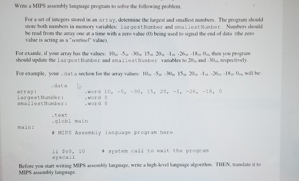  Write a MIPS assembly language program to solve the following problem.