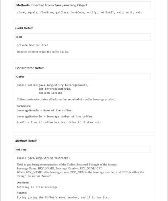 beverage private int beverageNumber The number of the beverage. MAXIMUM BEVERAGE NUMBER