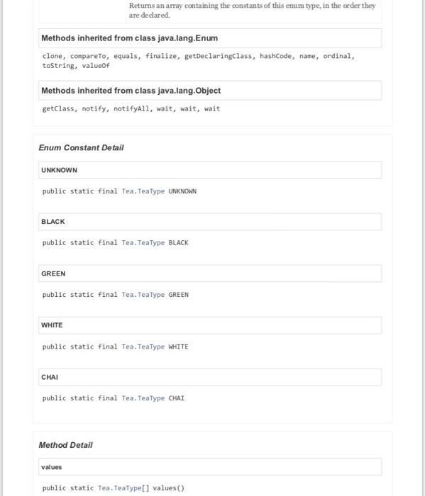beverage. Method Summary All Methods Instance Methods Concrete Methods