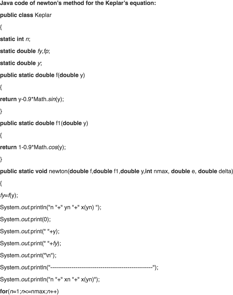 sin y, in which X is a planet's mean anomaly, yits eccentric