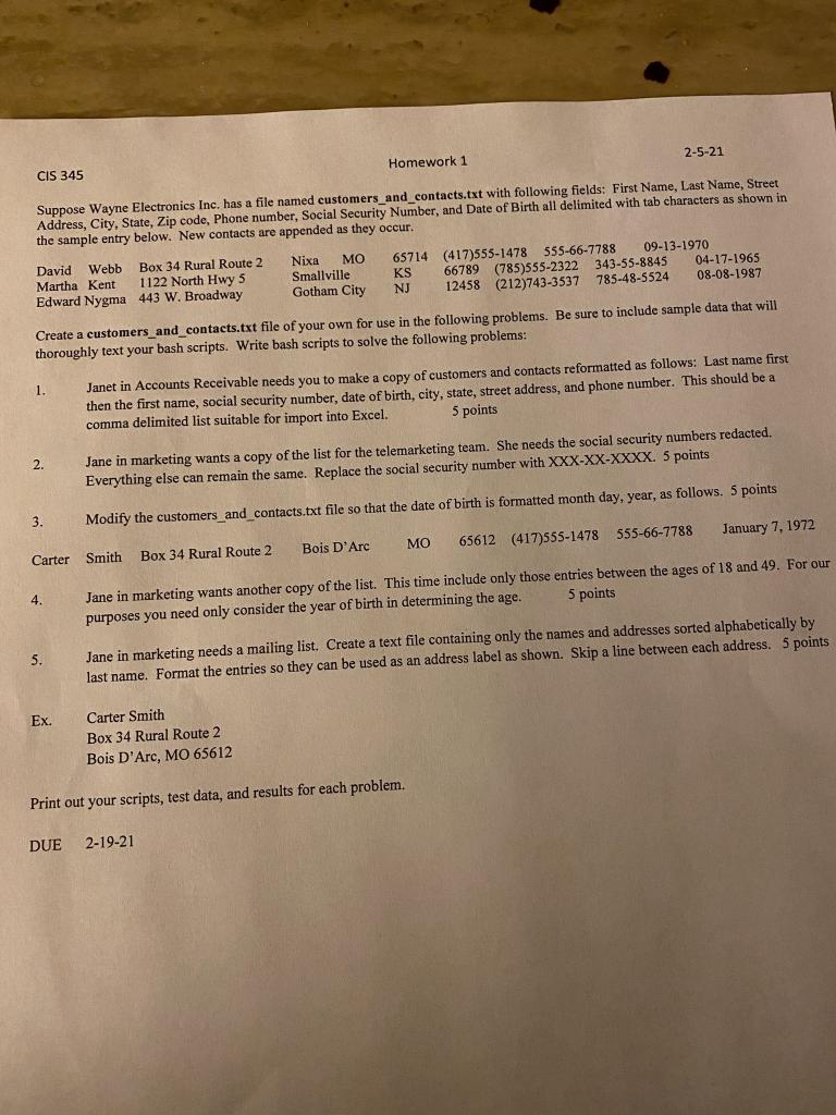 Using bash, could someone please help me do this homework in a