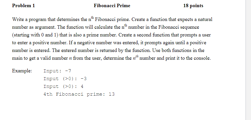 C++ Problem 1 Fibonacci Prime 18 points Write a program that determines