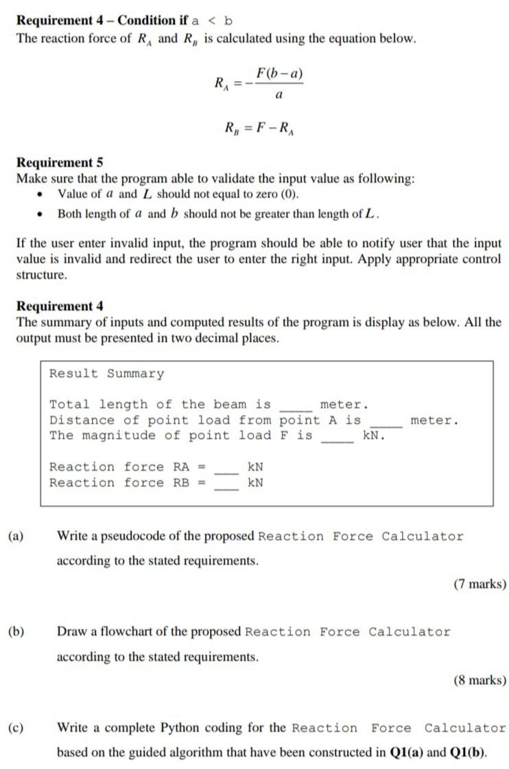 calculate the reaction force at support of a simply supported beam, as