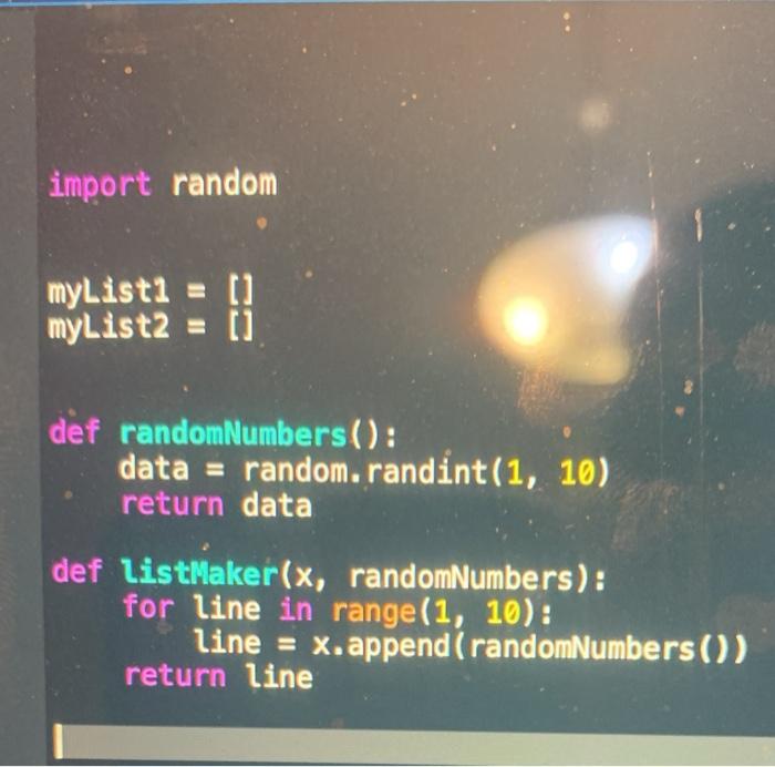  how do i make this create two lists with 10 random
